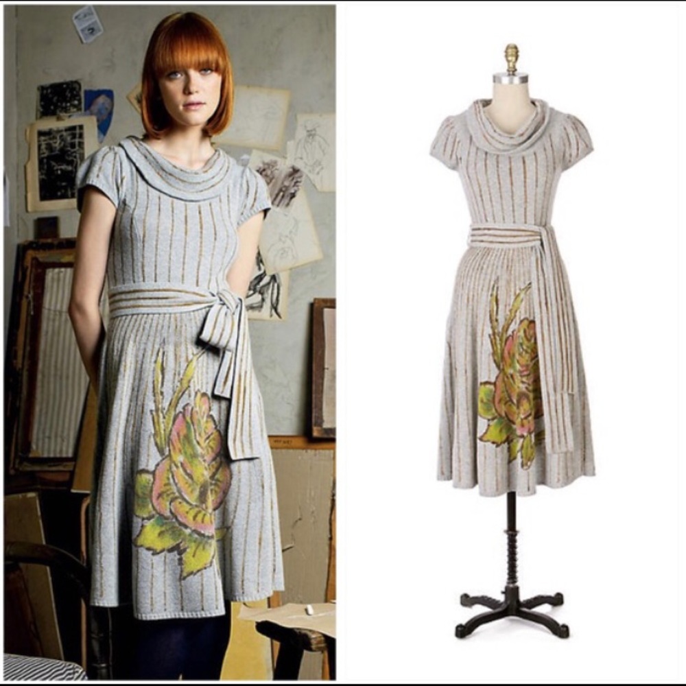 Anthropologie Sleeping On Snow Rose Dress